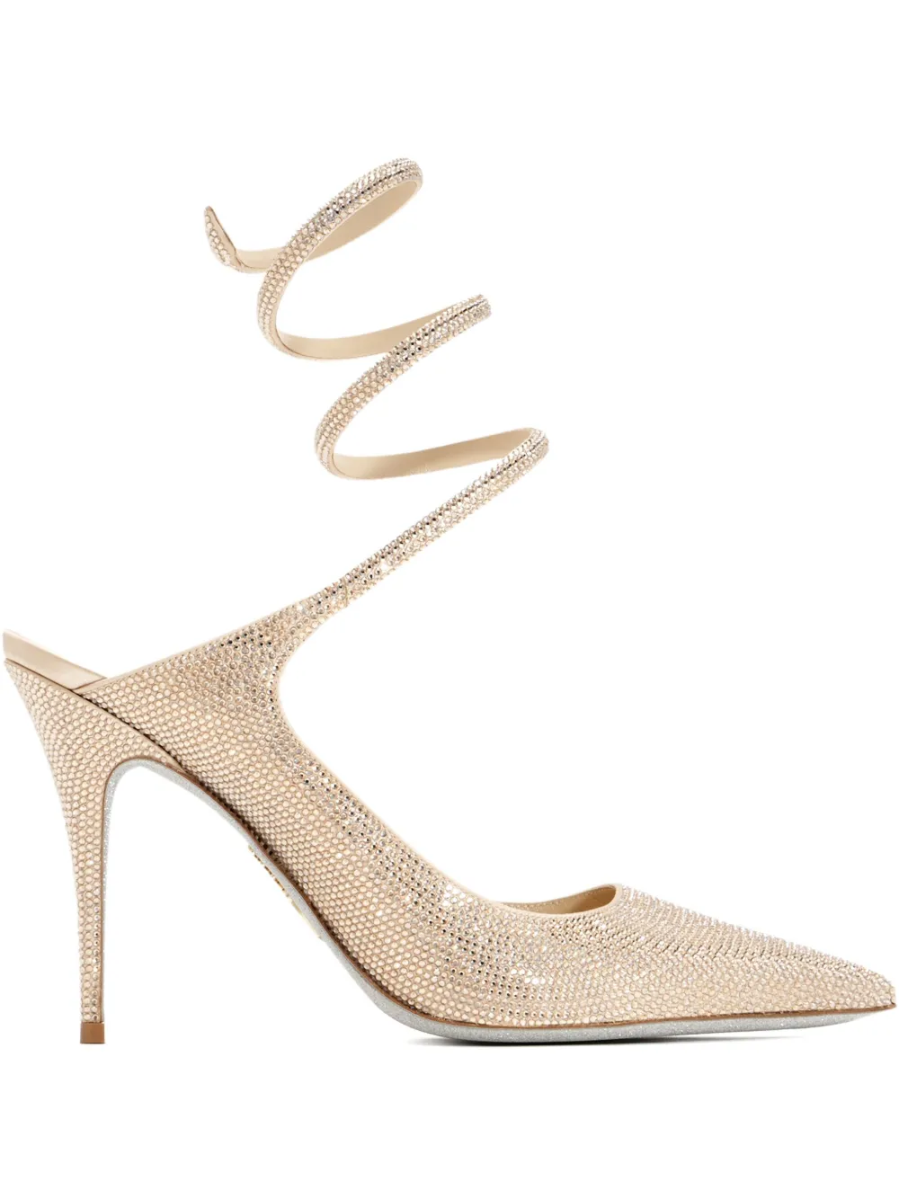 80mm crystal-embellished spiral-strap pumps